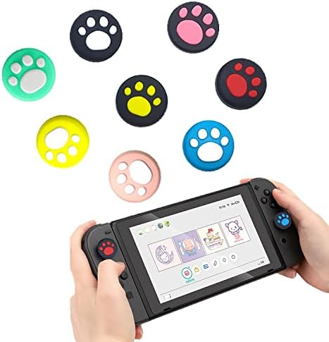 Tampa de alças do polegar, tampa de joystick para Nintendo Switch Lite, Capacão de garra de pata de gato fofo, acessórios