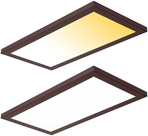 Pelogona 1x2 LED LUZ DE PAINEL PLATA, Luz retangular de teto de montagem de descarga retangular, Dimmable & 3k 4k 5k Selectível, 22W brilhante, bronze esfregado a óleo, ETL, 2 pacote