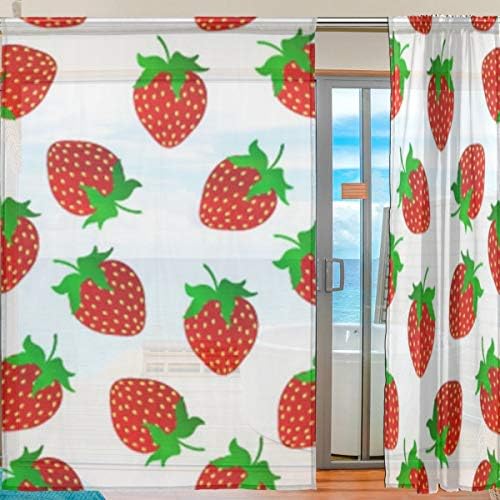 Floral Beautiful Strawberry Semi Sheer Curtins