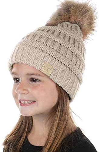 Funky Junque exclusivo Beanie Child Criança quente Inverno Winter Kids Skull Cap Pom Pom Hat