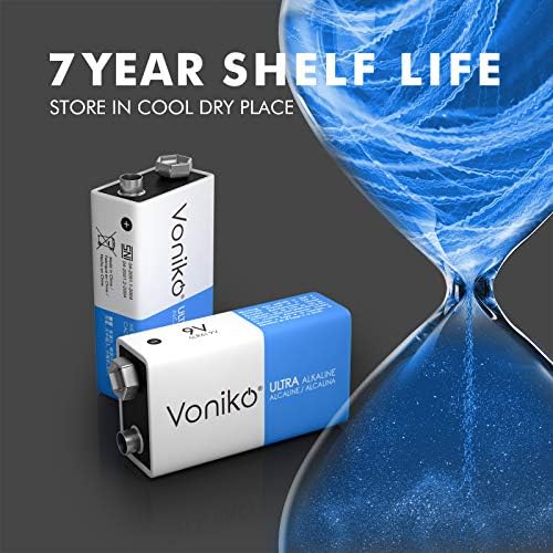 Baterias Voniko 9V - Bateria Alcalina 9V 48 Pacote - Ultra Long During com uma vida útil de 7 anos