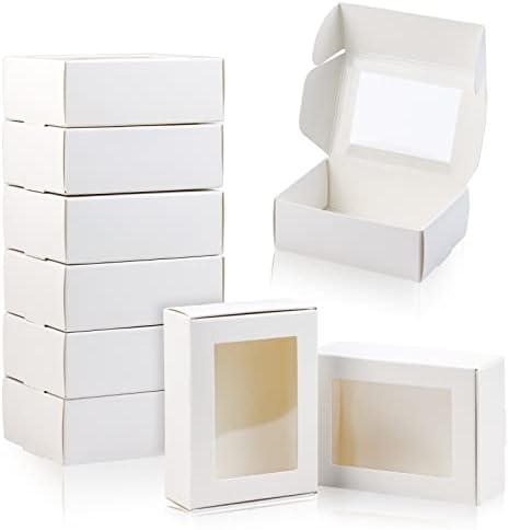 Badenbach 50 Pacote pequenas caixas de papel retângulo Kraft com janelas transparentes, 3,33 x 2,35 x 1,18 , mini sabão presente