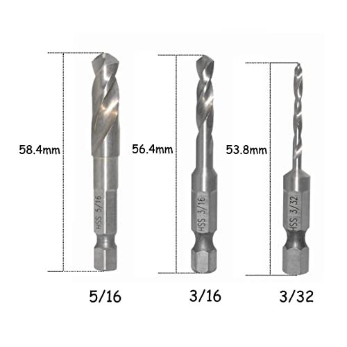 SeonFook 5pcs Ferrilhas de broca de broca curta Bits de broca curta HSS 4241 Aço 1/4 Mudança rápida Hortel de alteração