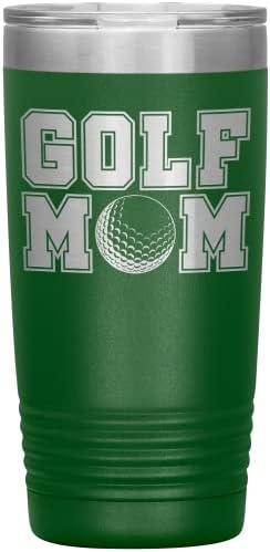 Mãe de golfe Tumbler - Mãe de golfe Presente 20 onças isoladas gravadas em aço inoxidável golfe mamãe xícara branca