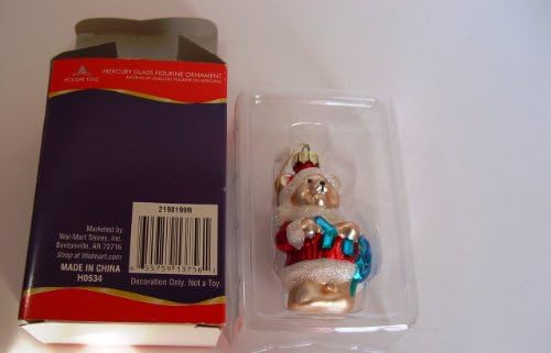 Mercury Glass Gold Teddy Bear Papai Noel em Original Box Ornament