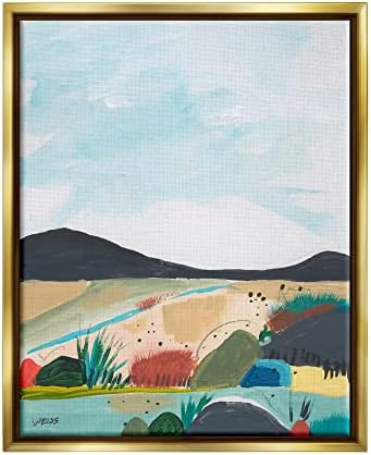 Stuell Industries Riverside Mountain Landscape Scene Flutuating emoldurado arte de parede, design por Jan Weiss