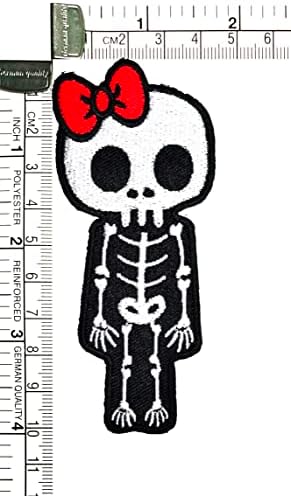 Kleenplus 3pcs. Esqueleto de raio-X humano fofo com Red Bow Patch Comics Kids Patches de desenho animado Patches bordados