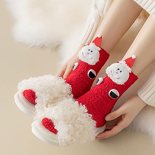 Mulheres meias de Natal Casual Casual Prind Cotton Crew Meia para fêmeas coloridas novidades de natal estampadas de natal, 1 pares