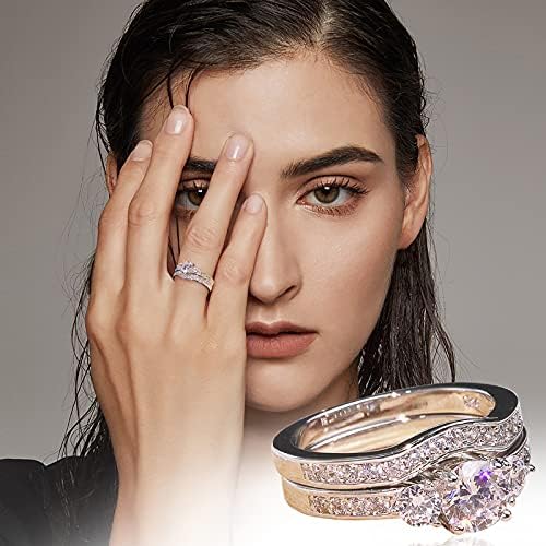 Anéis de tamanho grande para mulheres adoram escultura de anel completo anel de diamante em forma de casal de diamante oco