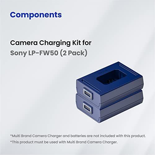 Bronine NP-FW50 Kit de carregamento de bateria de câmera 2 para carregador de câmera de marca múltipla compatível com a Sony A5100 A6000 A6300 A6400 A6500 ALPHA A7 II A7R II A7S II RX10 II II IV