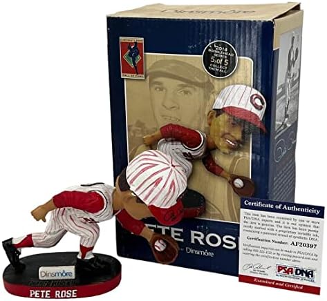 Pete Rose assinou Cincinnati Reds Hall da Fama Bobblehead 5 PSA - Figuras autografadas da MLB