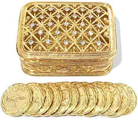 Casamento retangular de strass ouro Arras Box & Unity Coins Arras de Boda