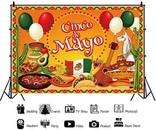 Csfoto 8x6,5ft feliz cinco de mayo cenário mexicano tema fotografia cenário cinco de mayo suprimentos de festa alimentar