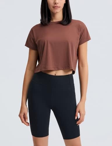 Malajisi Solid Solid Sleeve Crop Crop Tops Casuais Camisetas Casuais Executórias