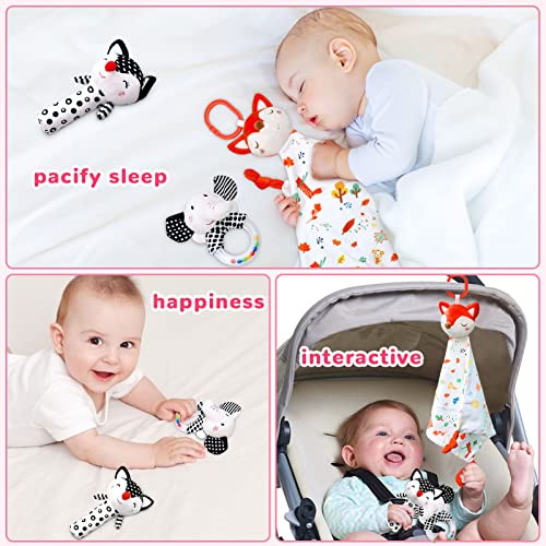 Baby chocalhos de 0 a 6 meses de alto contraste em preto e branco Toys e brinquedos de carrinho de carrinho de carrinho de carrinho
