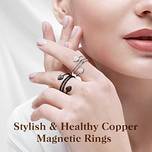 Anel de drenagem linfática de Mahnco para mulheres, anel magnético de drenagem linfática anéis de cobre ajustáveis
