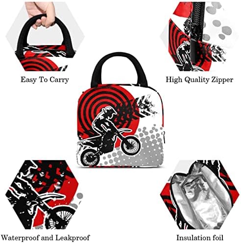Balchas de sujeira de motocross de motocross, com marcas de pneus, bolsa de lancheira reutilizável para crianças, sacola de bolsa de frio à prova de vazamentos para o trabalho para piqueniques viagens de piqueniques