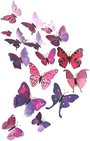Toddmomy 24pcs crianças decorações de borboletas vívidas para adesivos adesivos de borboleta Magnetic D PVC Removível Animal Purple Janela roxa decoração Decalques de decalques de decalques de mural