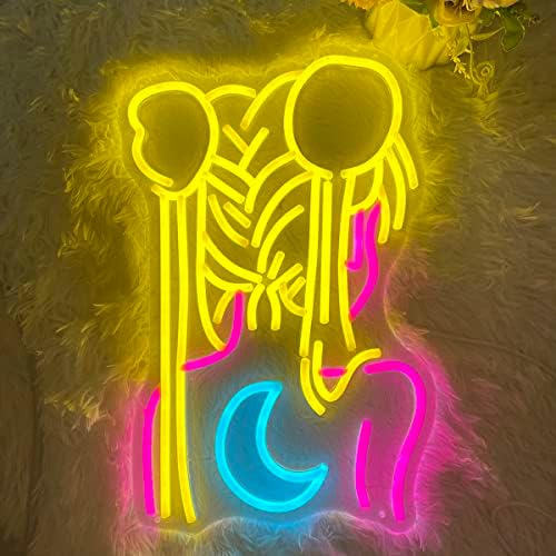 Calornthwish Japanese Anime Neon Sinais de meninas Luzes LED para lua de parede de parede decoração infantil adolescentes quarto lâmpada