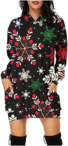 Vestido de capuz badhub para mulheres 2022, vestido com capuz de Natal para mulheres vestidos de pulôver de túnica longa