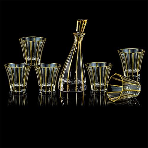 ZSEDP Uma panela de seis copos de uísque conjunto Bohemian Luxurys pintados de vinhos pintados de ouro Counter ornamentos para casa