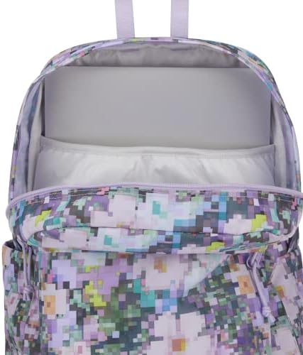 Jansport Superbreak Plus Backpack - Trabalho, viagens ou bookbag com laptop com bolso de garrafa de água - 8 bits florais
