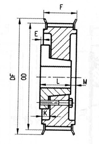 Ametric 14m56qd115.f Construção sólida Ferro fundido HTD Polia de tempo com flanges para Bush QD, para o correio HTD de 14m de arremesso x 115 mm de largura, entediado para o mato qd, 56 dentes, face de 9,825 polegadas dia., 9,715 polegadas externas, 5,25 face de face Largura,