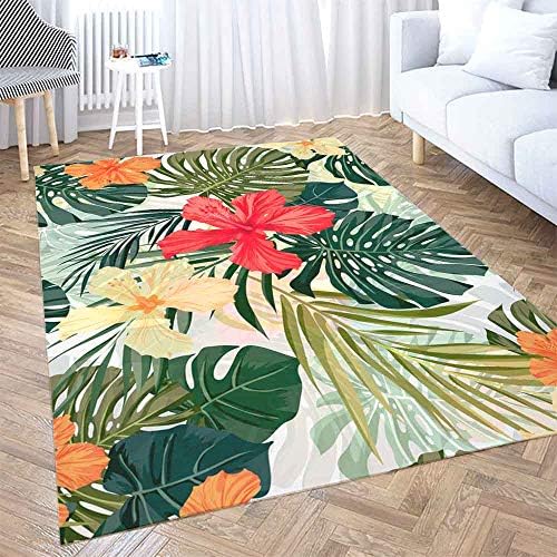 Gesmatic colecionar tapetes modernos, tapete de fazenda Rapeto de fazenda verão colorido padrão havaiano Plantas tropicais Flores