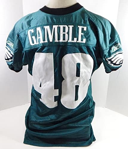 2005 Philadelphia Eagles Joel Gamble 48 Game usou Green Practice Jersey 52 78 - Jerseys não assinados da NFL usada