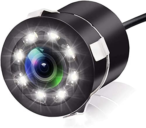 Câmera de visão traseira, câmera de backup reversa de 18,5 mm CCD, 170 ° de visualização de ângulo de visualização da câmera Night Vision com 8 luzes LED, câmera de estacionamento à prova d'água para o campista de Minivan de 12v de carro RV SUV