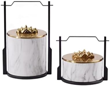 N/A Sala modelo decoração suave Metal Mountain Pattern Round Storage Jewelry Box Study Decoration (cor: A, tamanho