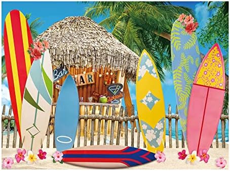 Funnytree 8 x 6 pés Tropical Surfboard Backdrop Summer praia de praia de barra de palmeira ALOHA ALOA LUAU HAWAII Aniversário Baby