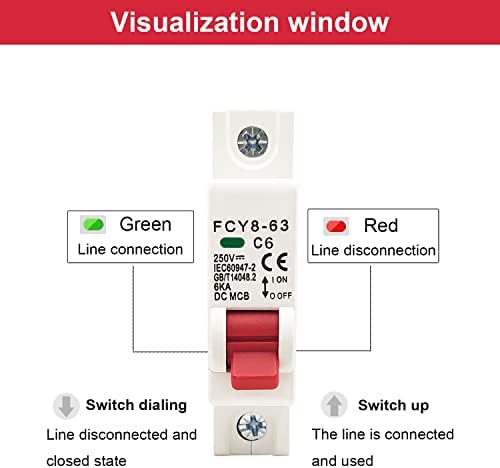 disjuntor miniatura de Weideer DC 1p 250V C6 para o sistema solar PV DIN RAIL MOLTE -6A