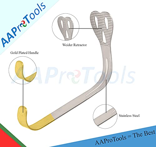Aaprotools Weider Cheek Tongue Retator de tamanho médio, alça de ouro Surgi Dental Instruments