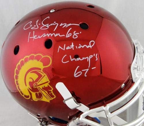 OJ Simpson assinou o capacete autêntico do USC f/ s Chrome com 2 Insc-JSA W Auth *wh-top- Capacetes da faculdade