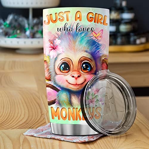 Vaatoo Monkey Coffee Tumbler apenas uma garota que adora caneca de viagem com copa isolada de tampa Presentes de aniversário fofos para