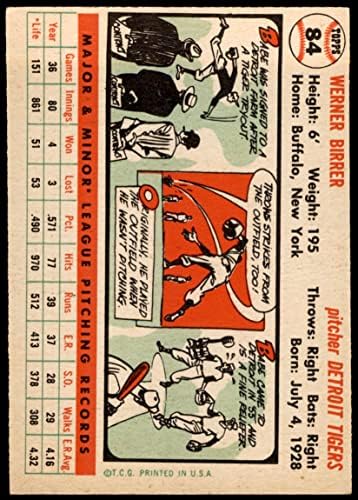 1956 Topps # 84 Babe Birrer Detroit Tigers Ex Tigers