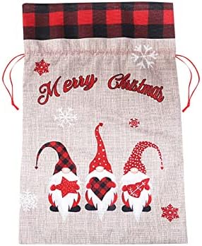XIOS Christmas Decoration 2022 Bolsa de doces de Natal de decoração de Natal com Saco de tecido reutilizável com cordão