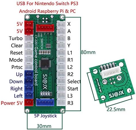 SJ@JX Game Arcade Codificador USB Zero Atraso 2 jogador Gamepad Button Joystick Controller para Nintendo Switch PC PS3 Raspberry Pi Mame