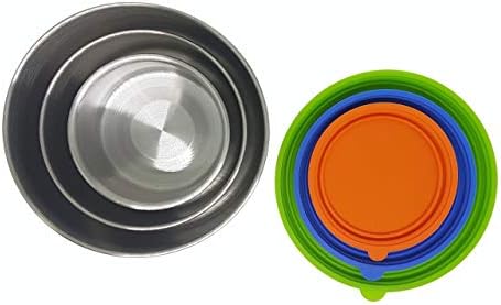 Recipientes de armazenamento de alimentos em aço inoxidável Nombox-Conjunto de 3 recipientes de almoço/lanches de cozinha com tampas de silicone à prova de vazamentos-reutilizáveis ​​e laváveis-para controle de porções, preparação de alimentos e armazenamento