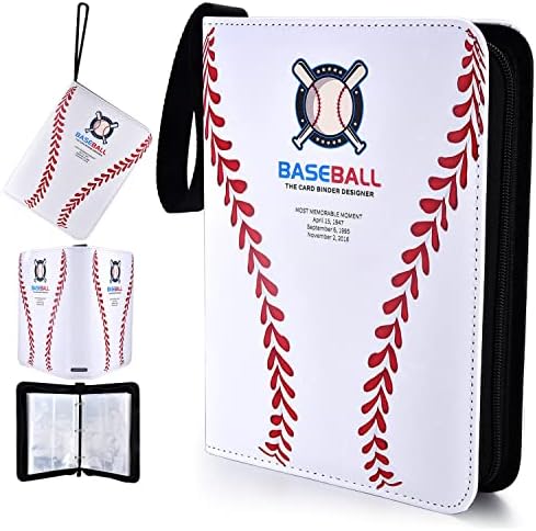Baseball Card Card 520 Bolsos-Mangas de cartão de beisebol de grande capacidade com capa de couro PU durável, zíper resistente