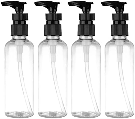 Valiclud 4pcs Óleos Pressão líquido VIAL para bombas de corpo garrafas mini banheiro garrafa de creme pequeno com jarros de neblina de gels transparentes spray de plástico para cima cabelos essenciais Cosméticos