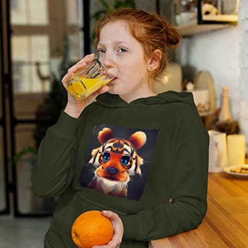 Tiger Design Kids 'Sponge Fleece Hoodie - Hoodie de crianças fofas - ilustração capuz para crianças