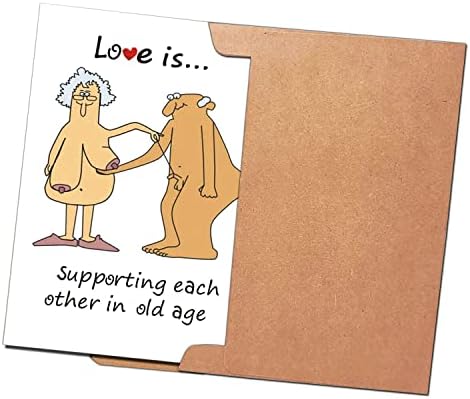 Aonuowe Cartão de aniversário engraçado 40º 50º 60º Valentines para esposa marido mãe pai avó avô divertido e engraçado. Amor e apoio