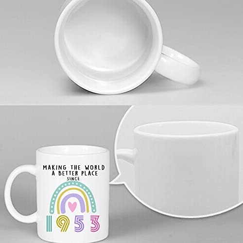 Alicarr 70º aniversário Idéias de presente - 1953 Canecas de café para mulheres caneca de café - 70 caneca de aniversário para ela, arco -íris copos de café Idéias de presente para esposa amigas mãe avó