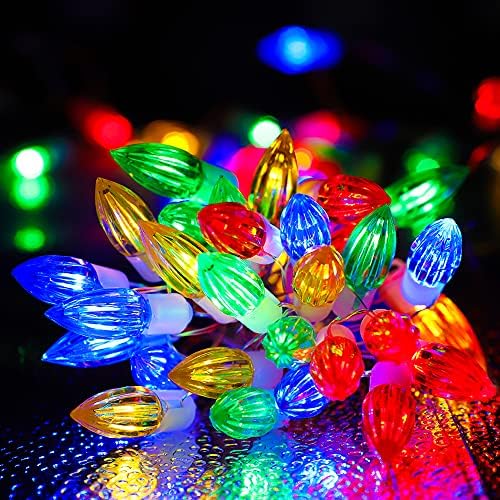 Todas as luzes de Natal LED da Fortune C7, 50 LED Multi Colored Indoor com bateria operada, Luzes de cordas de fada de arame