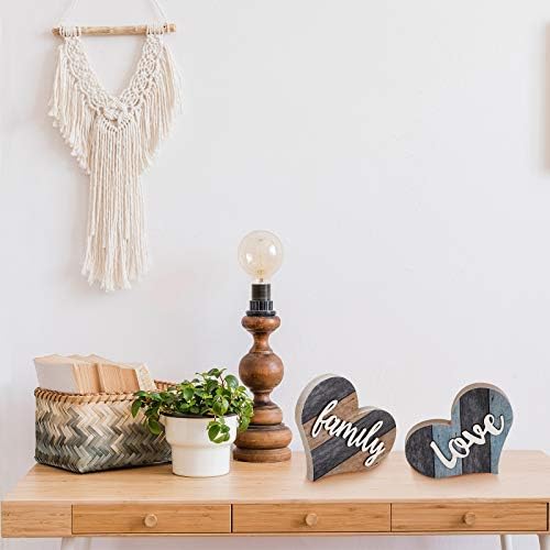 2 peças, sinal de madeira rústica, decoração de madeira em forma de coração decoração de parede de madeira multicolor para quarto da
