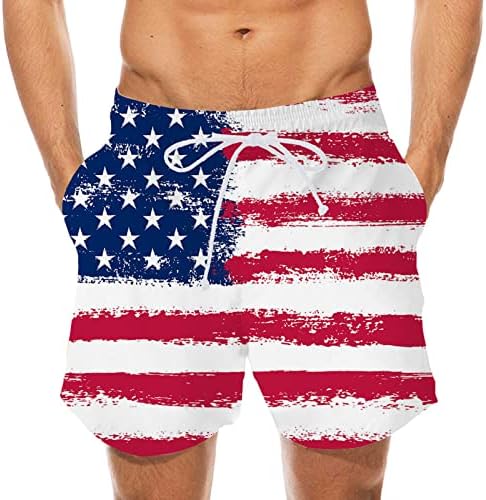 Men shorts shorts Independence Dia listrado Listred Secy Sking Swim Turncos de cintura elástica Praia casual calças curtas