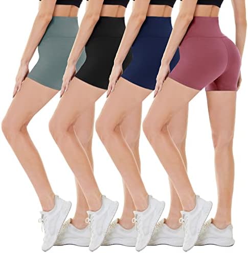 Campsnail 4 shorts de moto de pacote para mulheres na cintura alta - shorts de shorts de shorts para mulheres de 5 de 5 shorts de