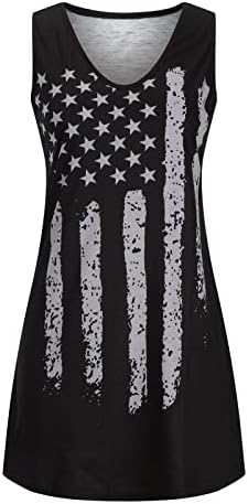 4 de julho Mini vestido para mulheres soltas casuais mini vestido vestido sem mangas bandeira americana bandeira americana vestidos